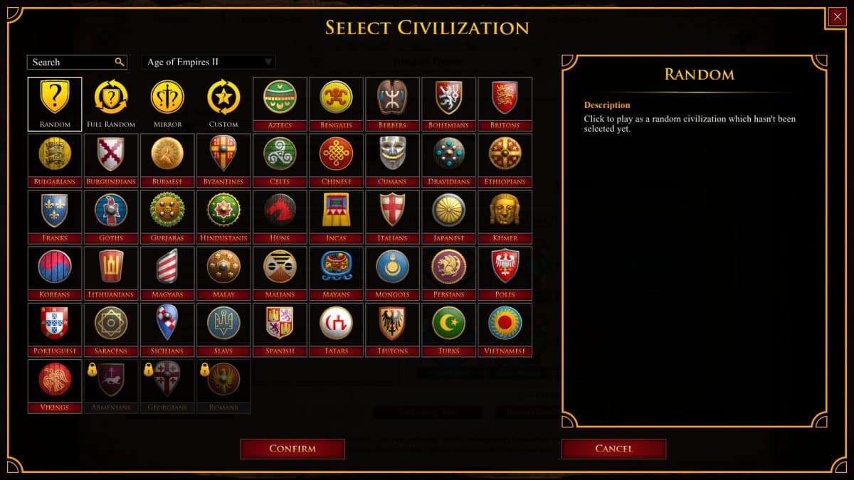AoE2 Civilizations