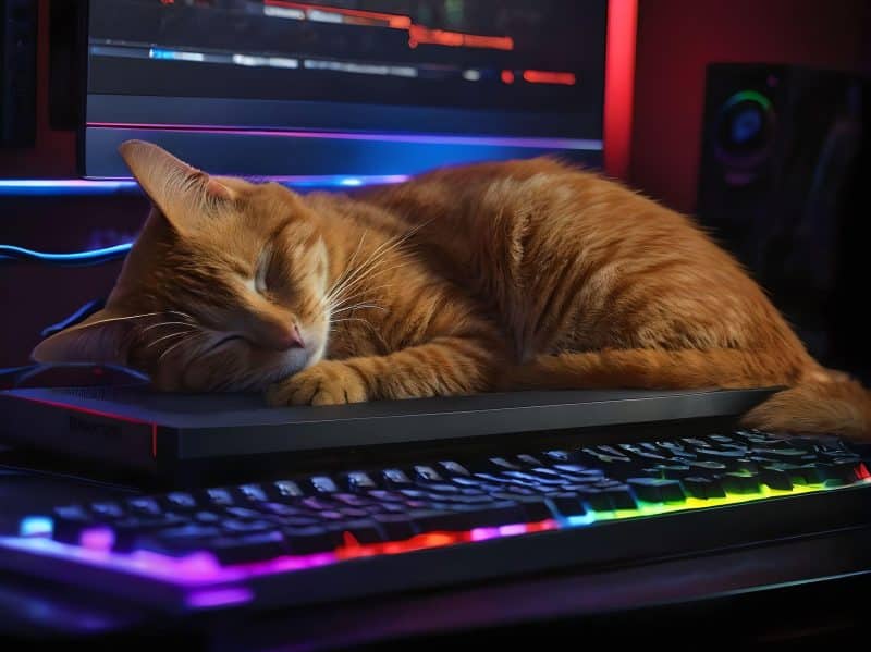 Cat sleeping on a keyboard